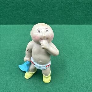 VTG 1984 Cabbage Patch Kids Doll PVC Figurine Figure Baby in Diaper Blue Blanket